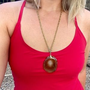 Vintage Agate Slice Gemstone Pendant